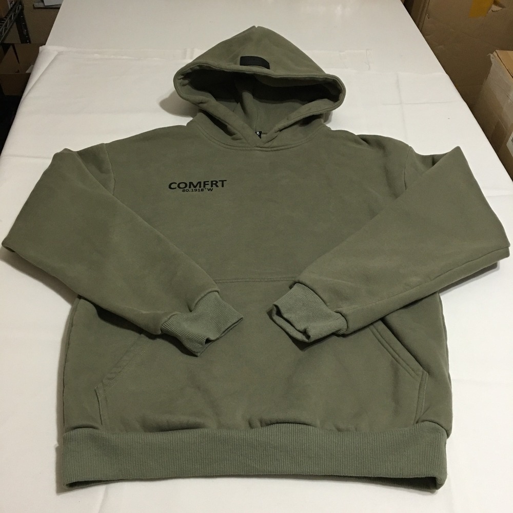 Comfrt Hoodie Mens Small Olive Green Pullover Fleece Sweatshirt
